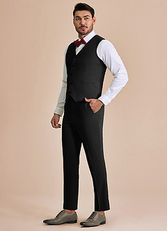 front William Black Comfort Blend Suit Vest