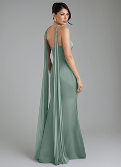 Azazie Tyler Bridesmaid Dresses Silver Sage Sheath Strapless Stretch Satin Convertible Dress image2