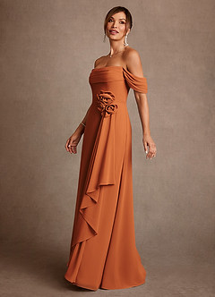 Azazie Amherst Moeder van de bruid jurken A-Lijn Jurk van Chiffon Off the Shoulder Kaneel image4