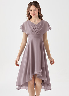 Azazie Graciela Junior Dusk A-Line Pleated Chiffon Dress image3