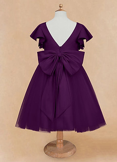 Azazie Kaeya Flower Girl Dresses Grape A-Line Bow Tulle Dress image6