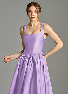 Azazie Verina Bridesmaid Dresses Lilac A-Line Pleated Stretch Satin Dress image2