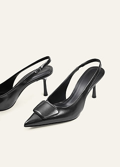 front Patent Slingback Stiletto Pumps