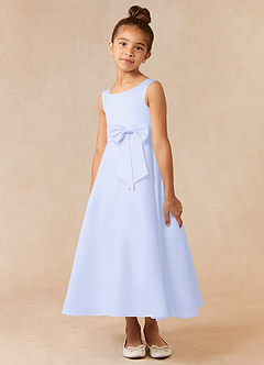 Azazie Lindy Flower Girl Dresses Lavender A-Line Pleated Matte Satin Dress image3