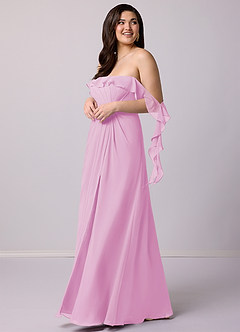 Barbie ♥ Azazie Robes de demoiselle d'honneur Robe Trapèze Convertible en Mousseline de soie Épaule décolletée Rose Bonbon image11