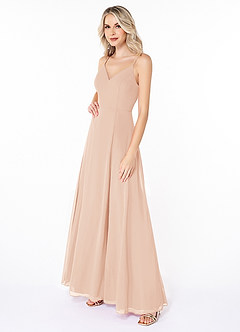 Azazie Lena Bridesmaid Dresses English Rose A-Line Lace Chiffon Dress image5