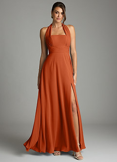 Azazie Tamira Suknie dla druhen Linia A Pofałdowany Szyfon Do ziemi Sukienka image1