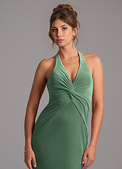 Azazie Valerie Bridesmaid Dresses Eucalyptus Mermaid Velvet Dress image2