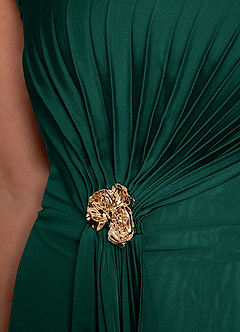 Azazie Dinanta Mother of the Bride Dresses Emerald Column Pleated Chiffon Dress image8