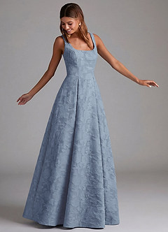 Azazie Amalie 신부 들러리 드레스 A라인 주름진 플로럴 번아웃 바닥 길이 드레스 image4