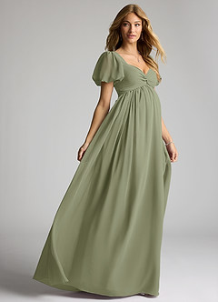 Azazie Madisynn Maternity Bridesmaid Dresses Bow Chiffon Floor-Length Dress image4