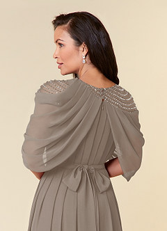 Azazie Olena Mother of the Bride Dresses Taupe A-Line Sequins Chiffon Dress image6