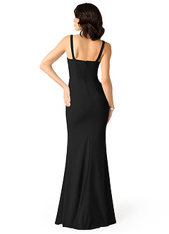 Azazie Gianetta Bridesmaid Dresses Black Mermaid Side Slit Stretch Crepe Dress image2