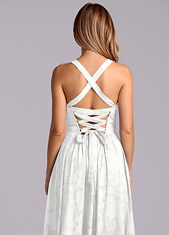 Azazie Francis Brautjungfernkleider A-Linie Korsett Blumen-Burnout Kleid Weiß image8