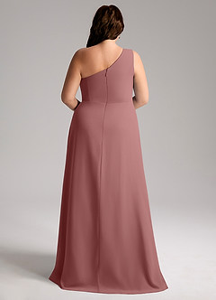 Azazie Brooke Jurken voor bruidsmeisjes Jurk van Chiffon met A-Lijn One-Shoulder Woestijnroos image9