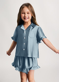 front Mädchen-Pyjama-Set mit Rüschen und kurzen Ärmeln