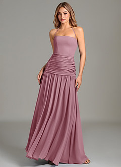 Azazie Vashti Bridesmaid Dresses Vintage Mauve A-Line Chiffon Dress image1