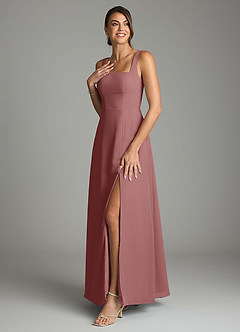 Azazie Debra Bridesmaid Dresses Desert Rose A-Line with Pockets Chiffon Convertible Dress image5