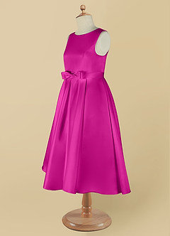 Azazie Coco Flower Girl Dresses Fuchsia A-Line Bow Matte Satin Dress image10