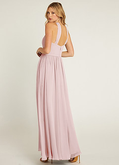Azazie Jacey Bridesmaid Dresses Blushing Pink A-Line Pleated Chiffon Dress image4