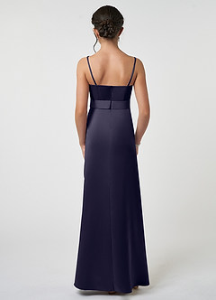 Azazie Anina Junior Robe Trapèze en Satin extensible Arc Bleu Orageux image2