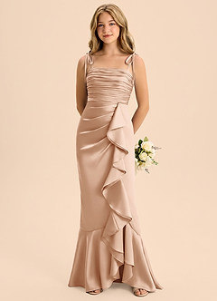 Azazie Ryan Junior Robe Fourreau en Satin extensible Nœud Rose Anglais image5