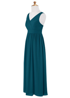 Azazie Kora Junior Ink Blue A-Line Pleated Chiffon Dress image7