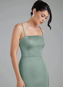 Azazie Tyler Bridesmaid Dresses Silver Sage Sheath Strapless Stretch Satin Convertible Dress image3