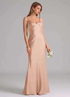 Azazie Suttona Bridesmaid Dresses English Rose A-Line Pleated Stretch Satin Dress image2