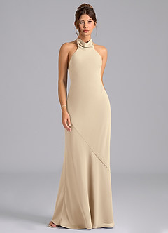 Azazie Velli Bridesmaid Dresses Champagne Mermaid Bow Chiffon Dress image6