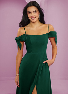 Barbie ♥ Azazie Bridesmaid Dresses Emerald A-Line Off the Shoulder Chiffon Convertible Dress image3