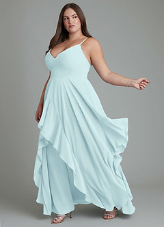 Azazie Zaina Robes de demoiselle d'honneur Robe Trapèze en Mousseline de soie Verre De Mer image10