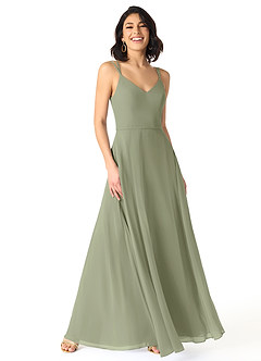 Azazie Janine Abiti da Damigella Abito A-Line in Chiffon con Scollo a V Pistacchio image1