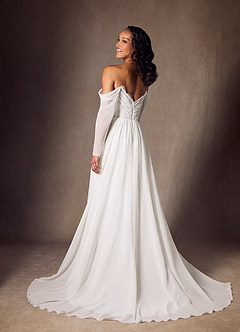 Azazie Lilith Wedding Dresses Diamond White A-Line Sweetheart lace Chiffon Dress image5
