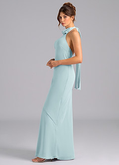 Azazie Velli Bridesmaid Dresses Sea Glass Mermaid High Neck Chiffon Dress image5