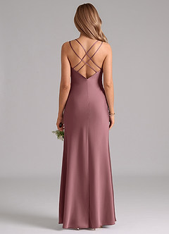 Azazie Suttona Bridesmaid Dresses Vintage Mauve A-Line Pleated Stretch Satin Dress image3