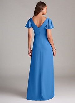 Azazie Soren Bridesmaid Dresses Blue Jay A-Line Ruched Chiffon Dress image2