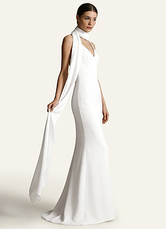 front Azazie Pañuelo de novia de satén elástico extra largo