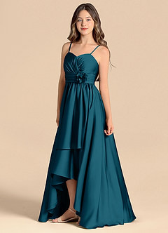 Azazie Catalina Junior Klä av A-Line i Stretch Satin Älskling Halsringning image6