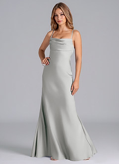 Azazie Seema Brautjungfernkleider Meerjungfrau-Linie Korsett Stretch-Satin Kleid Silber image5