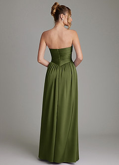 Azazie Zena Bridesmaid Dresses Olive A-Line Strapless Stretch Satin Dress image6