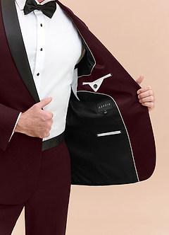 front Winston Burgundy Shawl Lapel Tuxedo Jacket