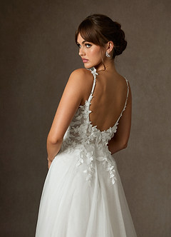 Azazie Shayna Vestidos de novia Vestido de Diamante Blanco de Encaje de Corte Princesa image5