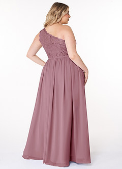 Azazie Demi Bridesmaid Dresses Vintage Mauve A-Line One Shoulder Chiffon Dress image10