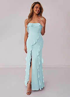Barbie ♥ Azazie Bridesmaid Dresses Sea Glass Sheath Bow Chiffon Dress image3