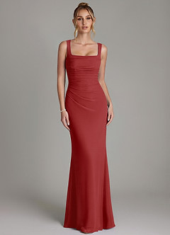 Azazie Agustina Bridesmaid Dresses Rust Mermaid Corset Chiffon Dress image5