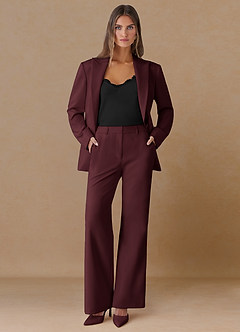 front Marina Cabernet Refined Weave Straight-Leg Pants