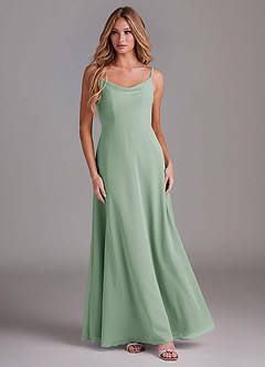 Azazie Daenerys Vestidos de damas de honor Vestido de Agave de Gasa de Corte en A con Vaca image3