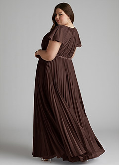 Azazie Kara Bescheidene Brautjungfernkleider A-Linie Plissee Chiffon Bodenlänge Kleid image11