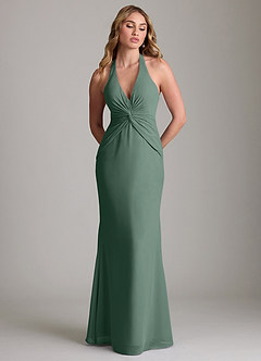 Azazie Valerie Bridesmaid Dresses Sea Moss Mermaid Pleated Chiffon Dress image3